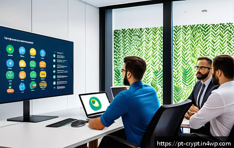 해킹 기법 분석 및 예방 전략 - A modern office setting in São Paulo, Brazil, showing a diverse team of business professionals in th...