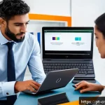Home 20 내부자 공격과 암호화폐 보안 - A modern office scene in Brazil featuring a diverse team of professionals practicing strict digital ...