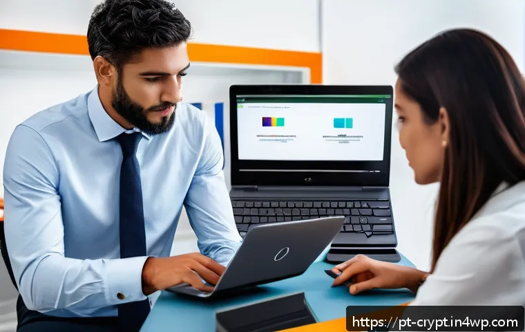 내부자 공격과 암호화폐 보안 - A modern office scene in Brazil featuring a diverse team of professionals practicing strict digital ...